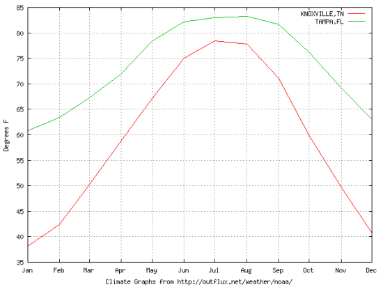 average temperature knoxville tampa
