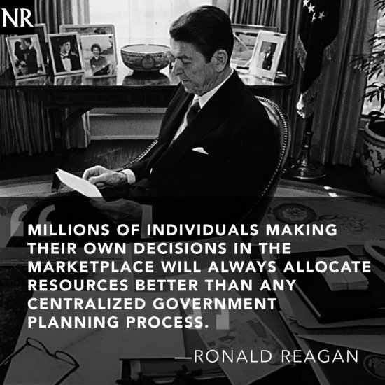 Millions of individuals making their own decisions in the marketplace will always allocate resources better than any centralized government planning process Ronald Ra