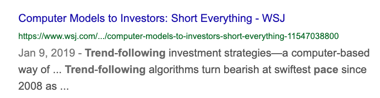 Computer Models to Investors- Short Everything WSJ Trend Following article